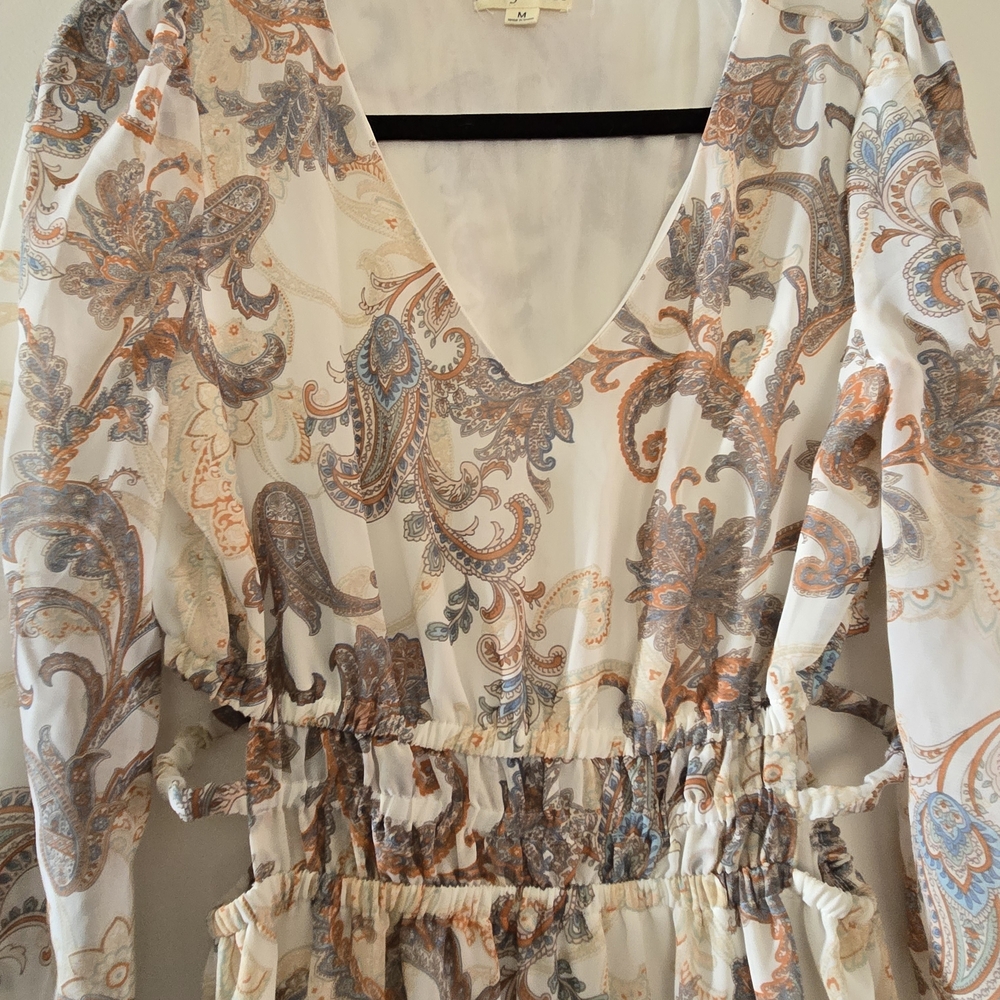 Elegant Paisley Long Sleeve Dress